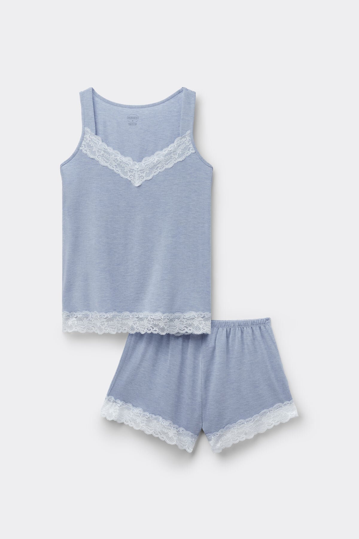 Lace Trim Tank Top Short Pajamas in Modal Lace Trim Tank Top Short Pajamas in Modal