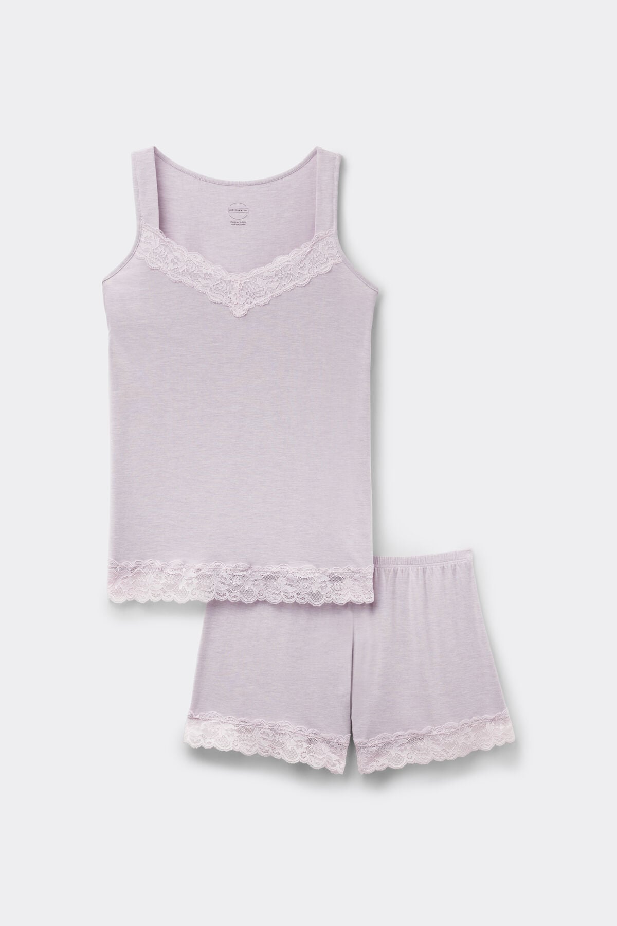 Lace Trim Tank Top Short Pajamas in Modal Lace Trim Tank Top Short Pajamas in Modal