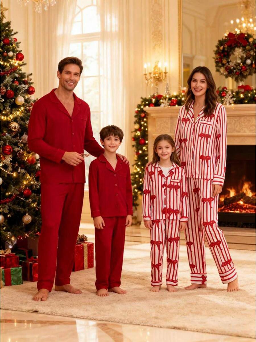 Christmas Family Casual Shirt Set, Long-Sleeved Collared Button-Down Shirt + Trousers, Two-Piece Set, Bow Tie Solid Color. Parent-Child Set, Christmas Family Parent-Child Set. Christmas Family Casual Shirt Set, Long-Sleeved Collared Button-Down Shirt + Trousers, Two-Piece Set, Bow Tie Solid Color. Parent-Child Set, Christmas Family Parent-Child Set.