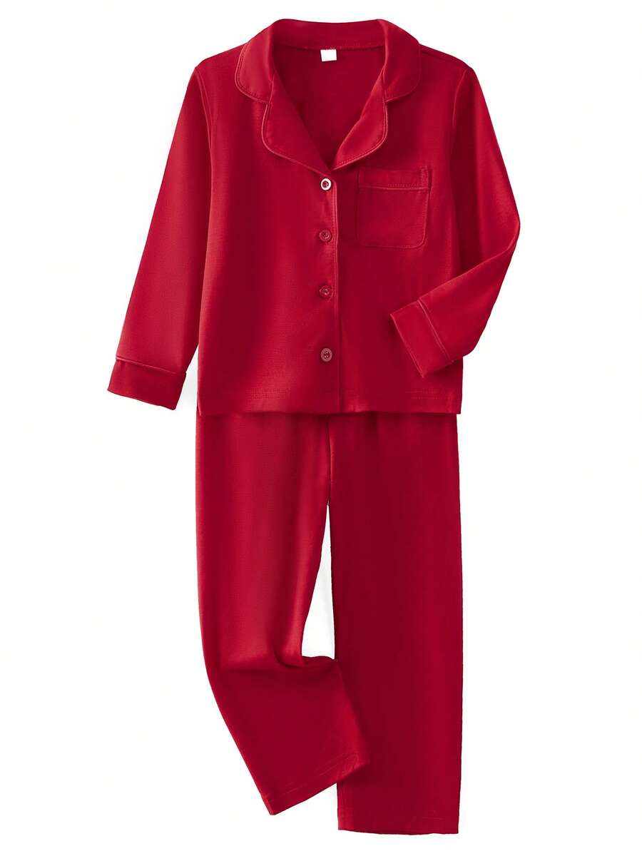 Christmas Family Casual Shirt Set, Long-Sleeved Collared Button-Down Shirt + Trousers, Two-Piece Set, Bow Tie Solid Color. Parent-Child Set, Christmas Family Parent-Child Set.